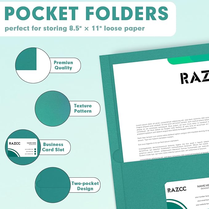 Two Pocket Folders, RAZCC 50 Pack 2 Pocket Folders Fit Letter Size Paper - Image 3