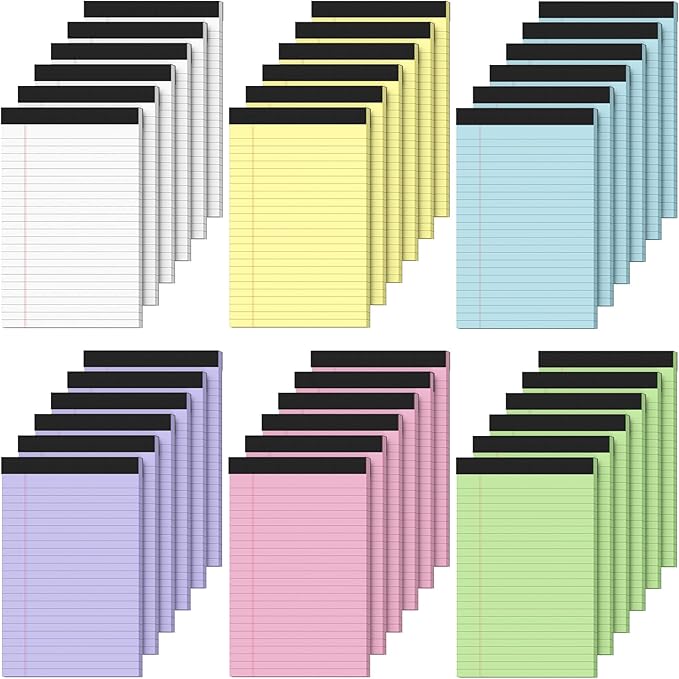 36 Pack Note Pads 5x8, Narrow Ruled Legal Pad, 30 Sheet/notepad, Colored Legal by notepads