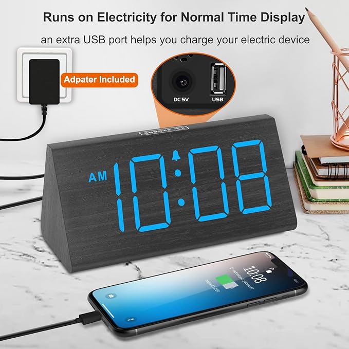 DreamSky Wooden Digital Alarm Clocks - Image 5