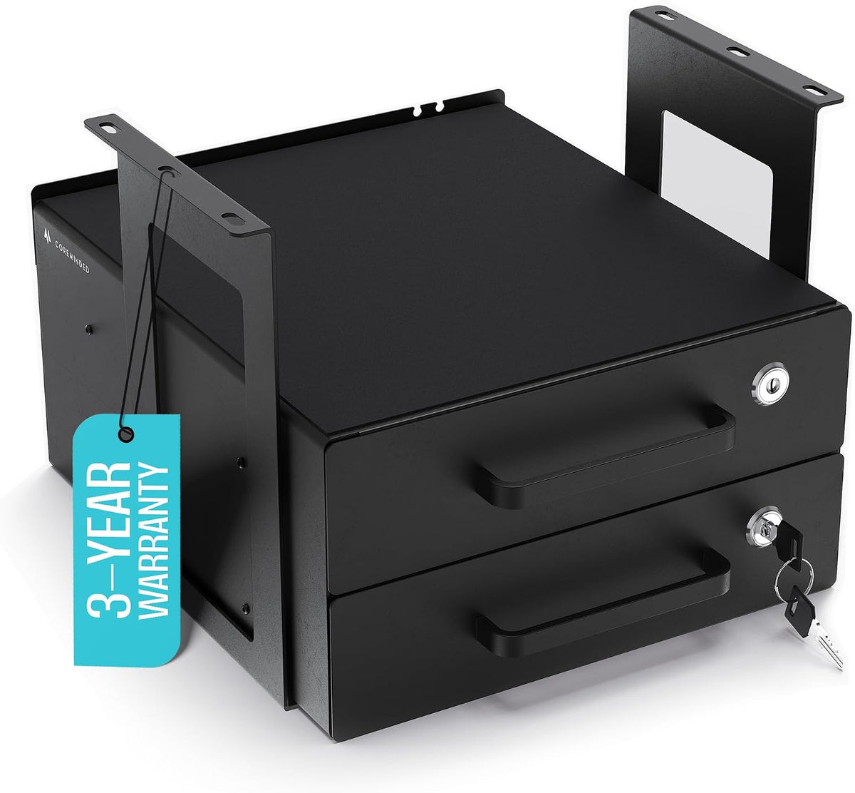 Under Desk Drawer Slide-Out – Lockable Metal Storage Drawers with Cable Manag...