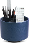 Hennaja Round Leather Art Supply Organizer, Remote Control Holder, 360 Degree by Hennaja
