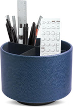 Hennaja Round Leather Art Supply Organizer, Remote Control Holder, 360 Degree by Hennaja