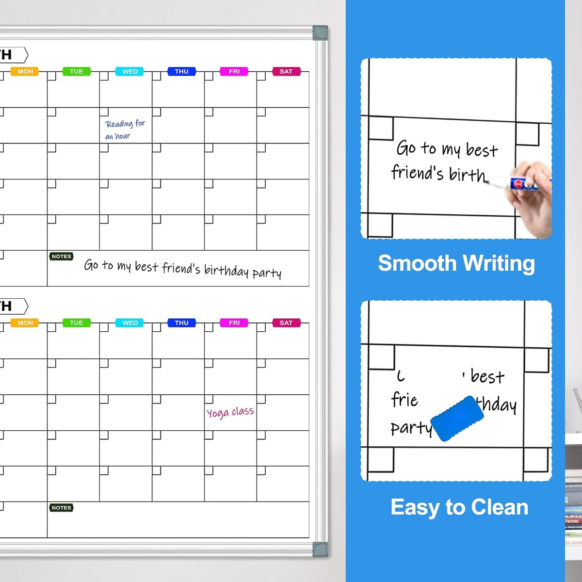 4 Month Large Magnetic Whiteboard for Wall, 60" x 40"