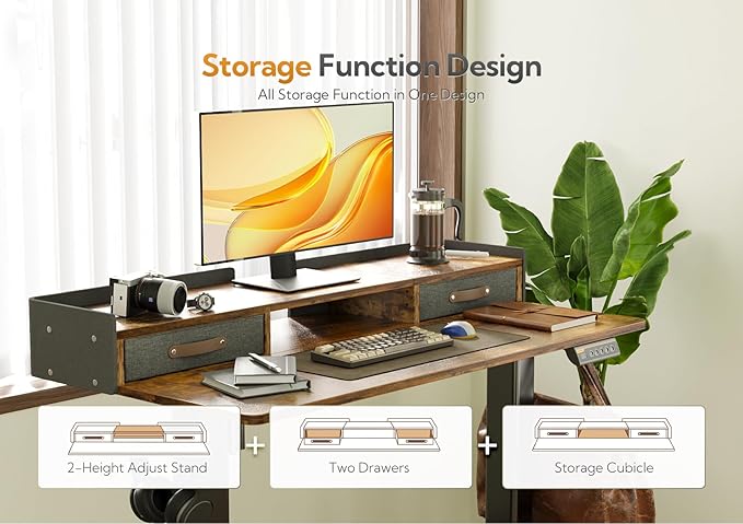 Claiks Standing Desk with Drawers, Stand Up Electric Standing Desk Adjustable - Image 4
