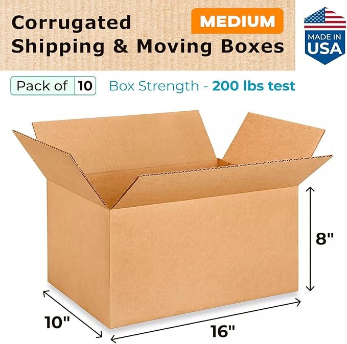 Medium Moving & Shipping Boxes 16x10x8 inches - Image 2