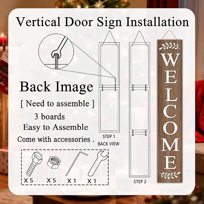 Farmhouse Wooden Merry Christmas Welcome Sign Stand - Image 5