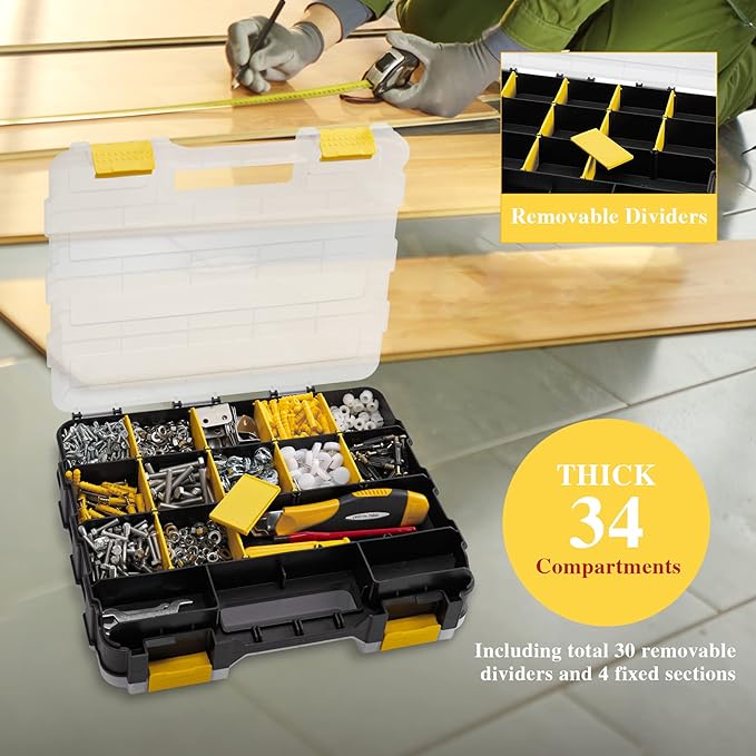 Hardware Organizer Box 34 Compartments Small Parts Organizer - Image 2