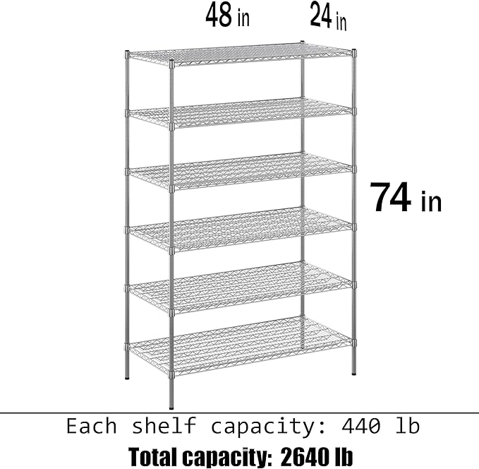 Regal Altair 24" Deep x 48" Wide x 74" Height Wire Shelving Kit | 6-Tier | NSF - Image 3