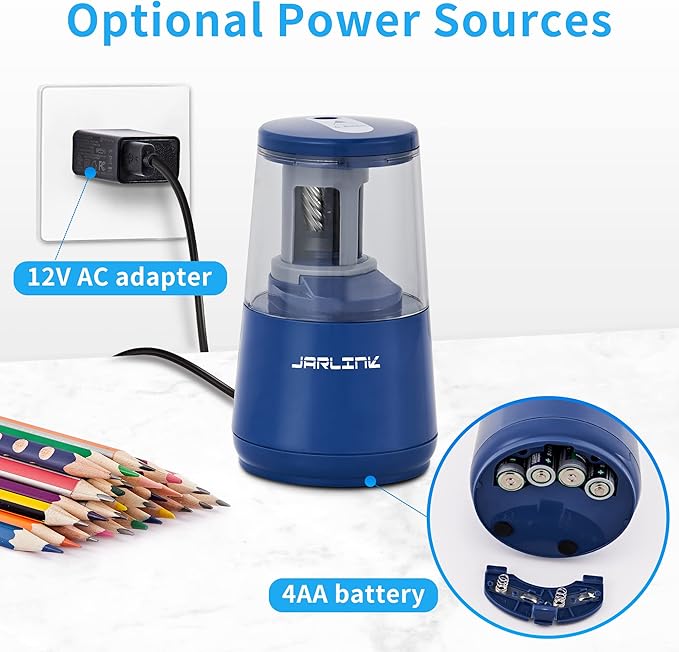 JARLINK Electric Pencil Sharpener, Heavy-Duty Helical Blade to Fast Sharpen - Image 5