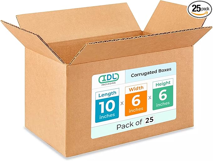 Medium Moving & Shipping Boxes 10"L x 6"W x 6"H by IDLPackaging