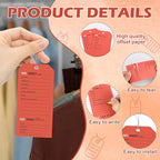 100 Pack Red Repair Tags with Wire Rope Service Repair Tags Numbered with Wire - Image 3