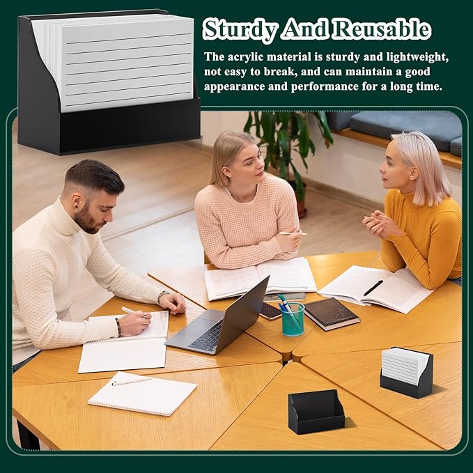 SHIQIKEJIPTY 2 Pack Black Index Card Holder 3 X 5 Note Card Organizer Acrylic - Image 5