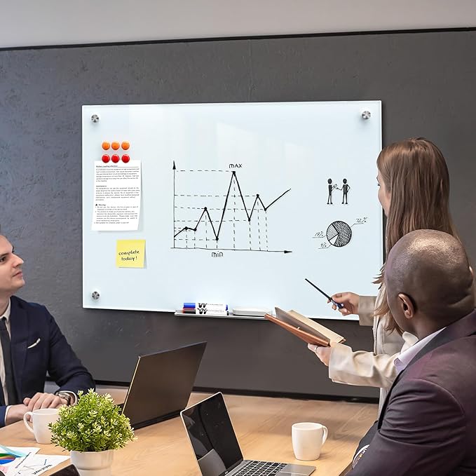 MaxGear Glass Whiteboard Wall Mounted, Frameless Magnetic Dry Erase Board - Image 4