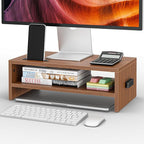 BONTEC Wooden Monitor Stand Riser, 2-Tier Desk Shelf by BONTEC
