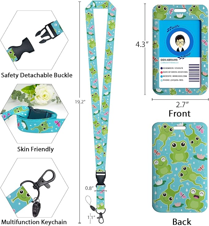 Frog Lanyards for Id Badges, Cute Badge Reel Heavy Duty - Image 4