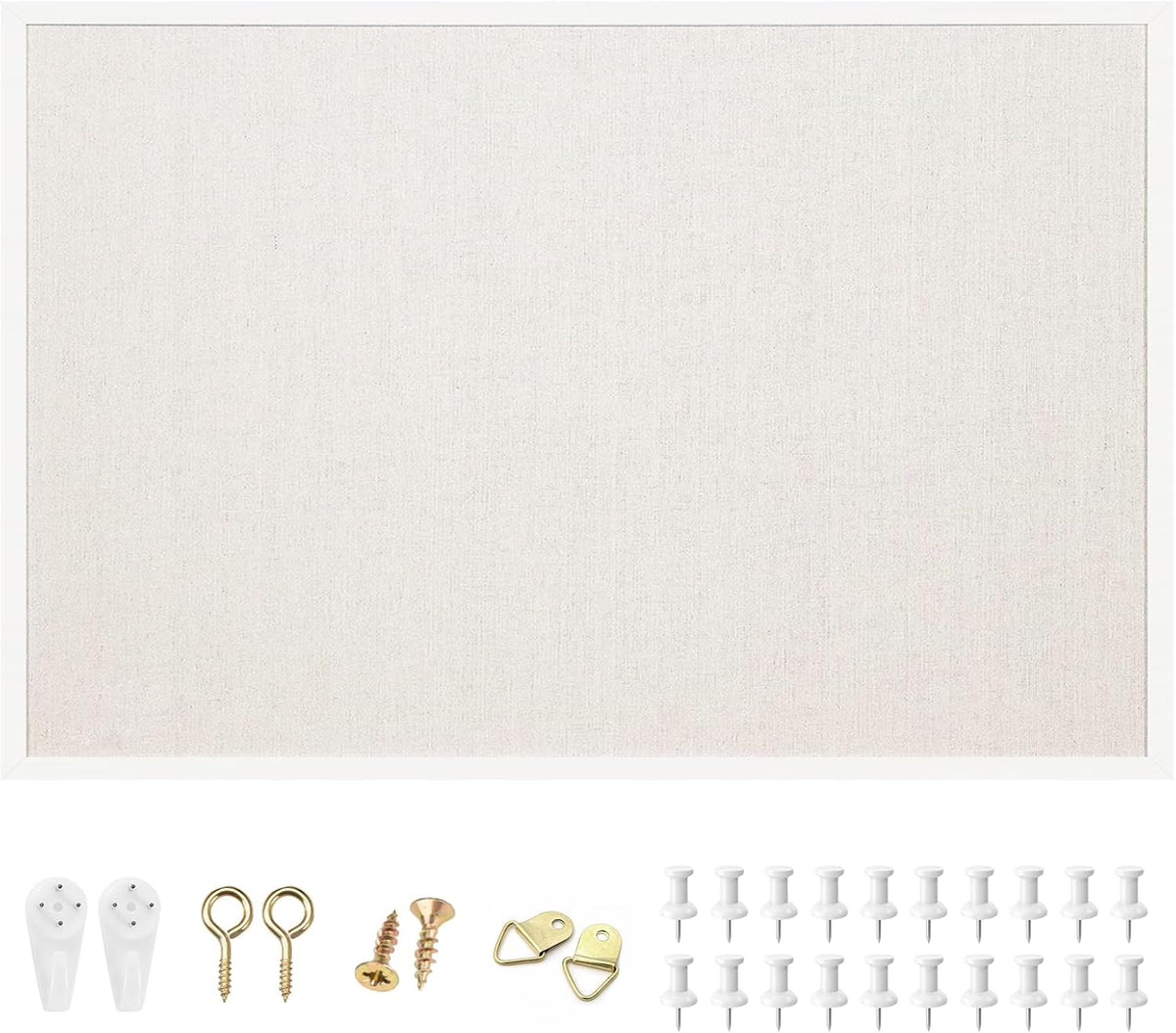 OWLKELA Linen Cork Bulletin Board, 24"x 36", White Frame