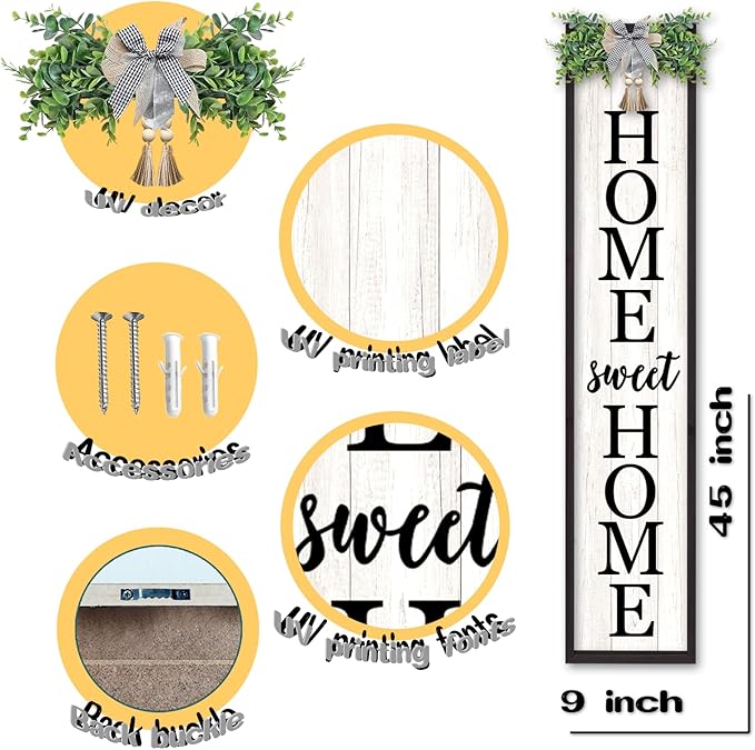 LuZhiQiang Welcome Sign for Front Porch Outdoor Home Sweet Home, Rustic Outside - Image 2