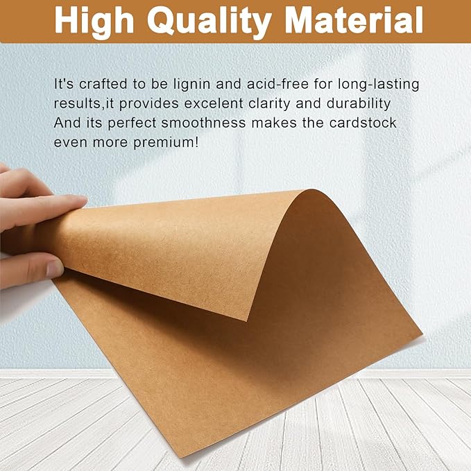 Silunkia 120 Sheets Brown Cardstock 8.5 x 11 Kraft Paper, 92lb Thick Printer - Image 4