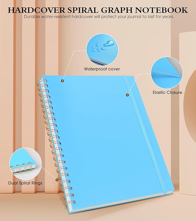 Graph Paper Notebook, Spiral Notebook Journal 8.5” x 11”, A4 Large Grid - Image 3