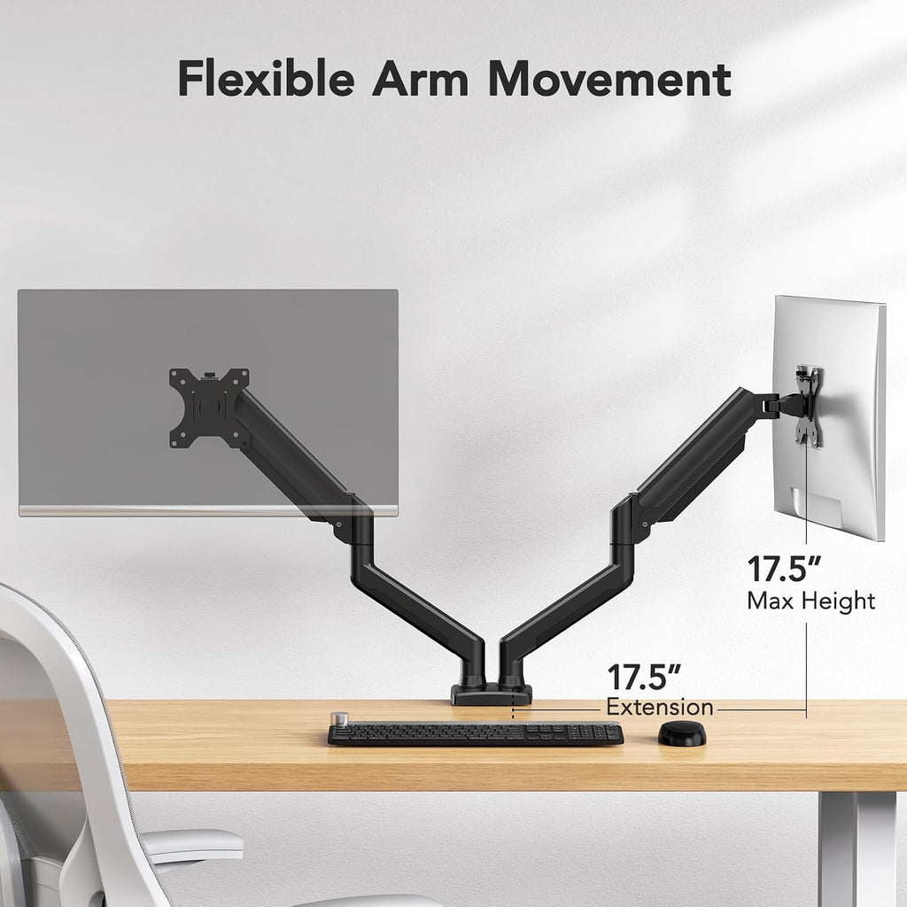 huanuo dual monitor mount for 2 monitors up, side view