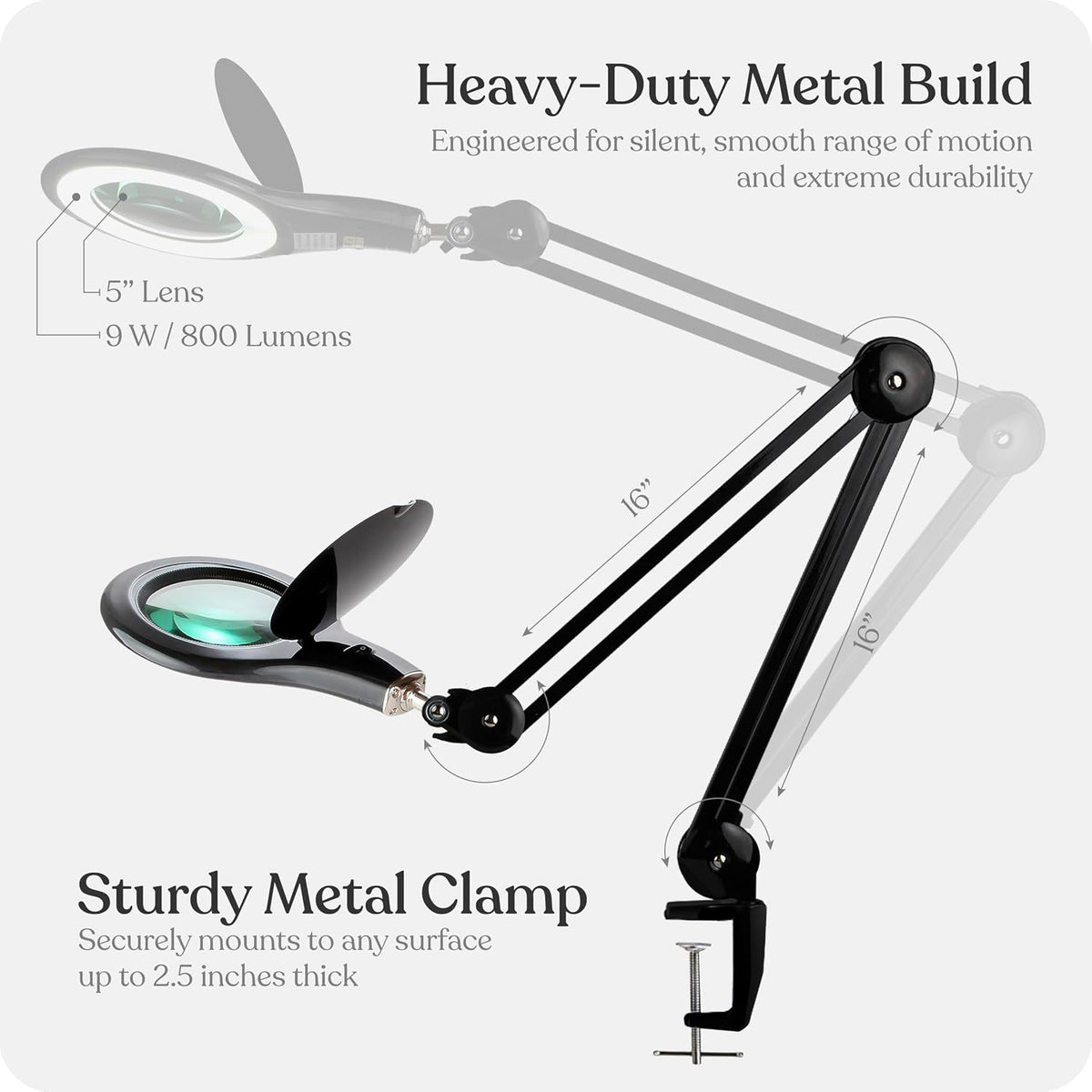 Brightech LightView PRO Magnifying Desk Lamp, 2.25x Light Magnifier, Adjustab...
