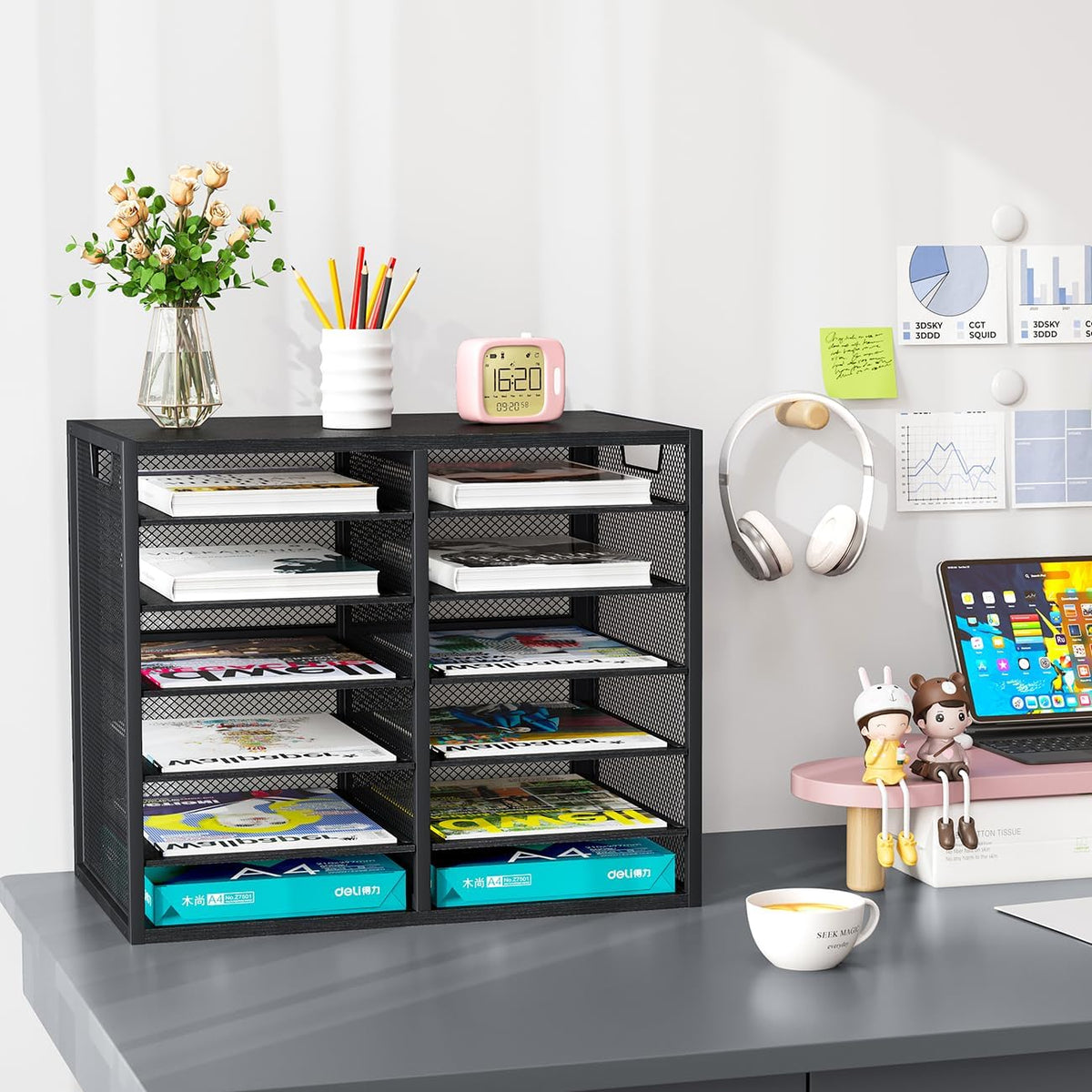 PAG Mass Mail Holder, Adjustable Countertop Literature Organizer, Student Mai...
