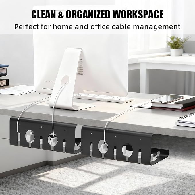 2 Pack Under Desk Cable Management Tray, 16.5" L x 4.7" W x 6.8" H, Wire - Image 8
