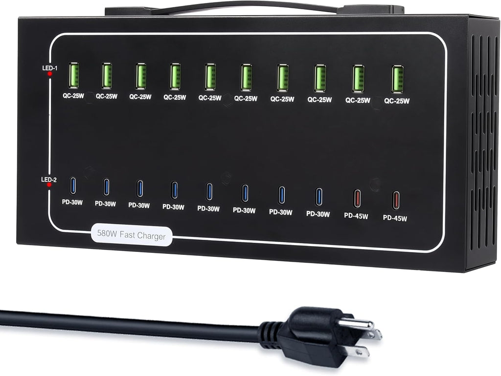 580W USB Charging Station, 20 Port Fast Charging Station