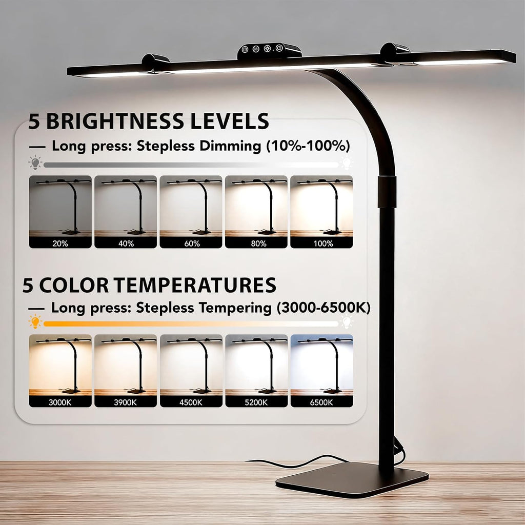 led desk lamp for home office with base showing dimensions