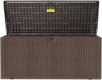 PATIOEASY 180GAL Deck Box -Grey, Wheeled Footlocker, Waterproof Resin Storage by Unknown