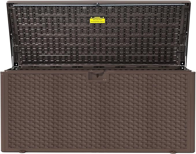 PATIOEASY 180GAL Deck Box -Grey, Wheeled Footlocker, Waterproof Resin Storage by Unknown