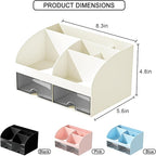 Desk Organizer with 6 Compartments and 2 Drawers, Plastic Makeup Organizer - Image 3