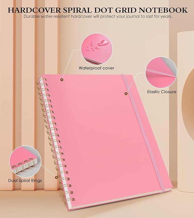 UEBZFOCS Dotted Notebook, Spiral Notebook Journal 8.5” x 11”, A4 Large Dot Grid - Image 3