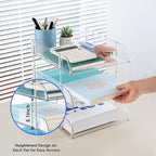 Noger Desk Organizers and Storage, 3 Tier Clear Heightened Stackable Paper Tray - Image 2
