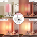 pink touch table lamp for bedroom - dimmable, side view