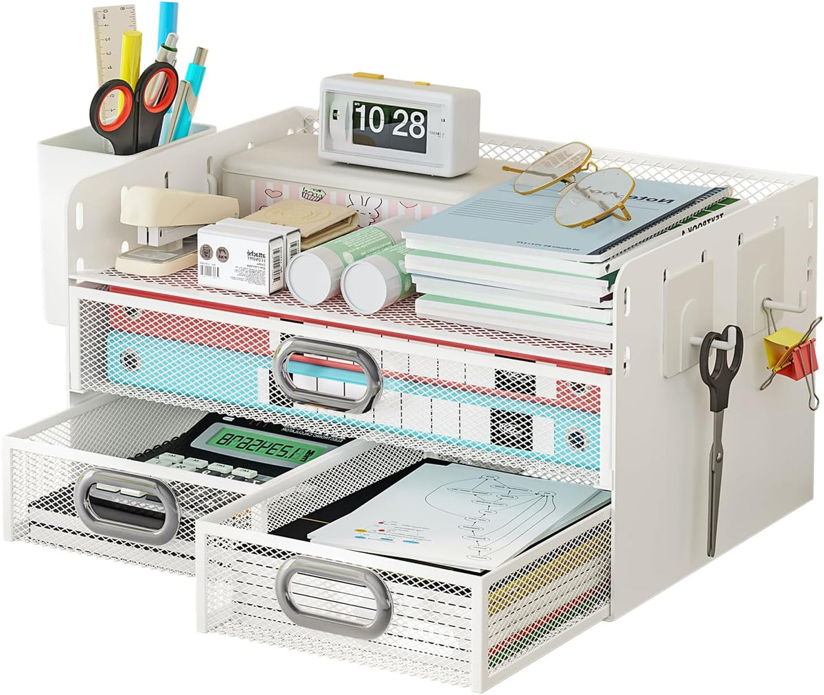 Drawer Organizers 3 Tier Mesh Desk File Holder with Pen Holder