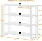 HCHQHS Bookshelf, 4-Tier Industrial Bookcase, Freestanding Tall Bookshelves - Image 3