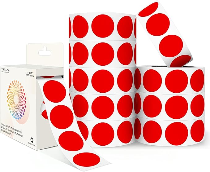 Red 1 Inch Round Color Coding Dot Labels, 10 Rolls 10000 Dot Stickers in by Unknown
