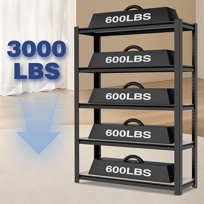 WORKPRO House 3000lbs 5-Tier Shelving Unit, Boltless Book Shelf, Shelf Organizer - Image 4