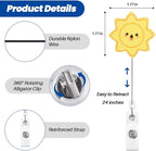 Happy Sunshine Badge Reel, Cute Retractable ID Card Badge Holders, Badge Clip - Image 3