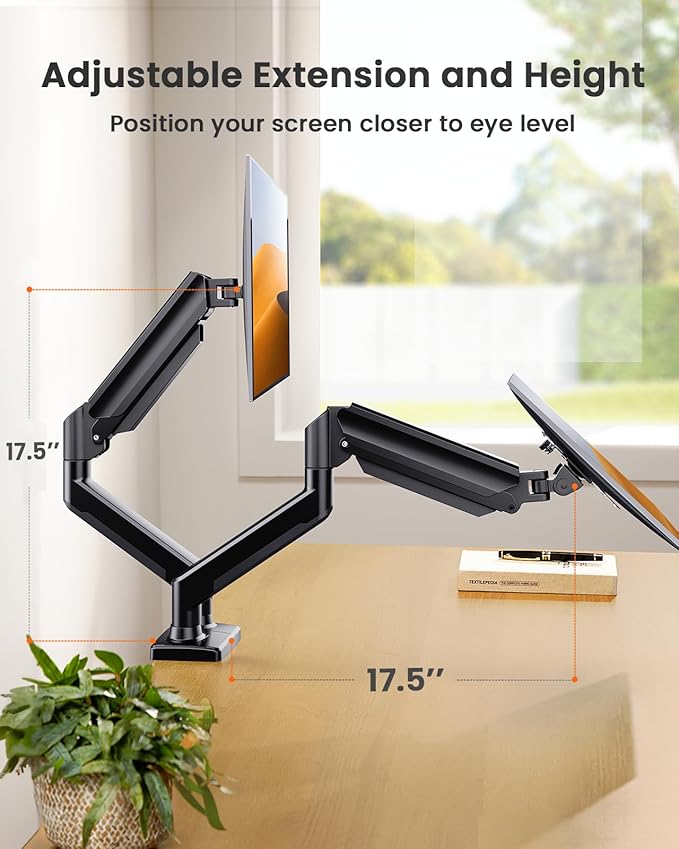 ErGear Dual Monitor Stand up to 33 inches Screen, Load-Bearing Max 22 lbs Each - Image 5