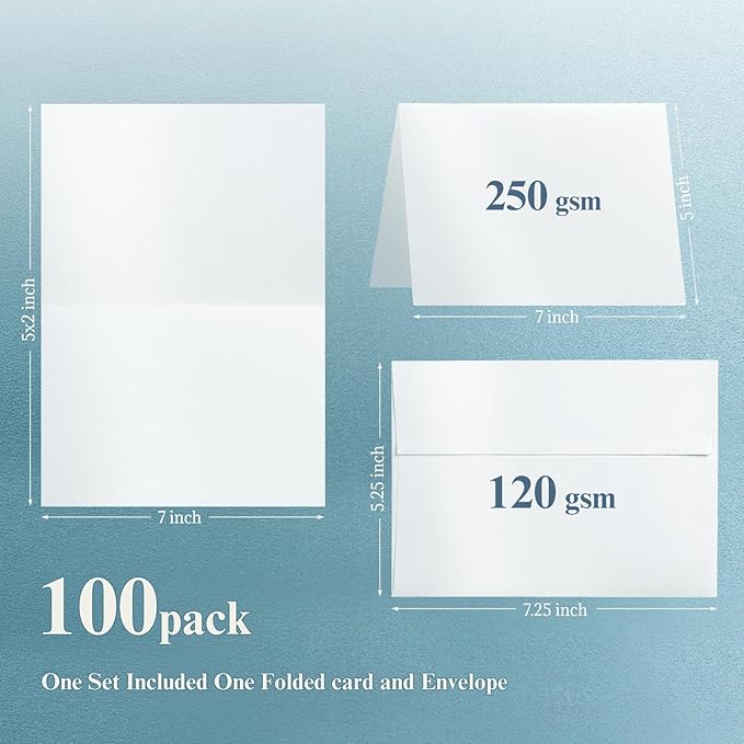 White Shimmer 5x7 Blank Cards and Envelopes, Goefun Pearl White Folded - Image 2