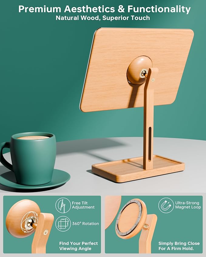 YEOUX Premium Desktop Glass Mirror, Dry Erase Board & Magnetic Phone Stand - Image 3