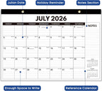 3 Pack of Desk Calendar 2026-2027, Jul 2026-Dec 2027, 17" x 12" | 18-Month Large Monthly Desktop & Wall Calendar for Home & Office Planning and Organization, Black