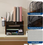 Y YOMA Wooden Desk Organizer, 4-Tier Mesh Desk Organizer - Image 4