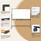 Rolling Whiteboard/w Height Adjustable, Mifuro 72 x 40 Large Portable Dry Erase - Image 6