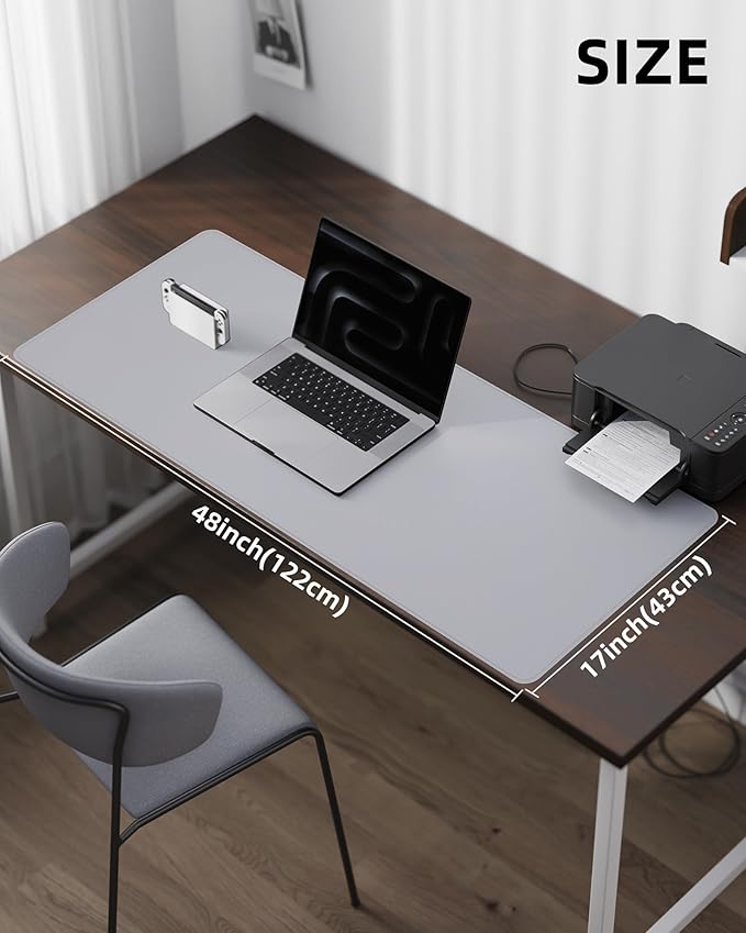 Leather Desk Pad Cover- 48" x 17" Office Desk Protector, Non-Slip PU Leather - Image 5
