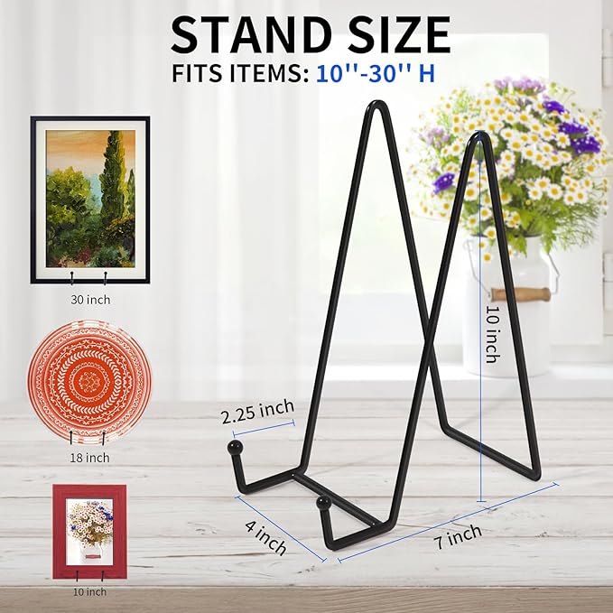 Decolore 10 Inch 3 Pack Large Black Table Easel Plate Stands - Image 2