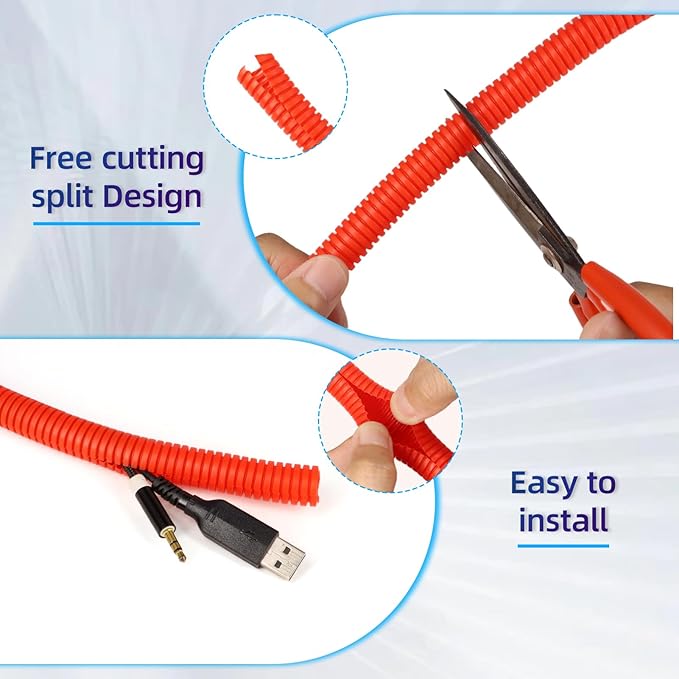 Split Wire Loom Tubing, 25ft Cord Protectors from Pets No Chew, Flexible Wire - Image 2