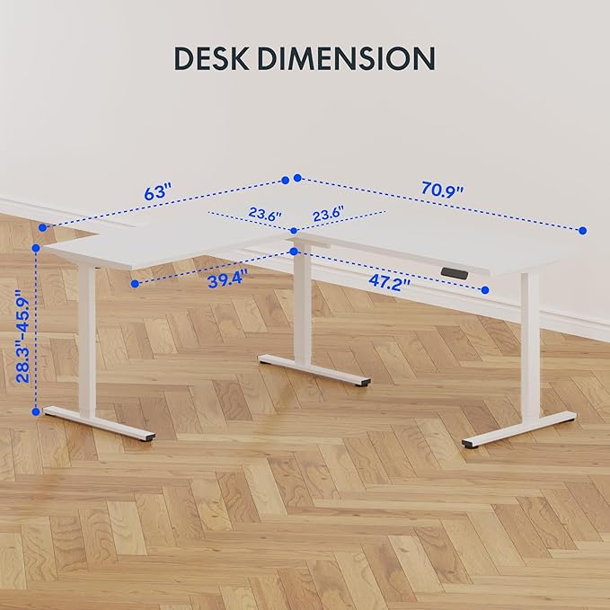 FLEXISPOT L Shaped Standing Desk, 71 x 63 Inch Electric Height Adjustable - Image 3